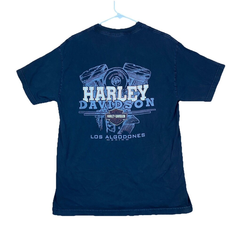 Harley Davidson Los Algodones Mexico Dealer T Shirt Black Size Large AAA Tag